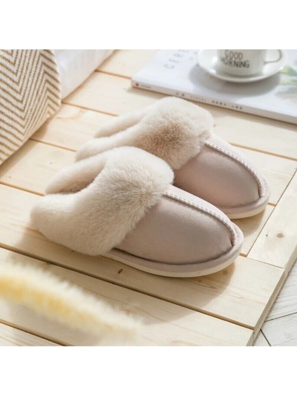 Los Angeles Boutique Cozy Soft Slip On Plush Faux Fur Lined Slippers 38-39 8 NEW